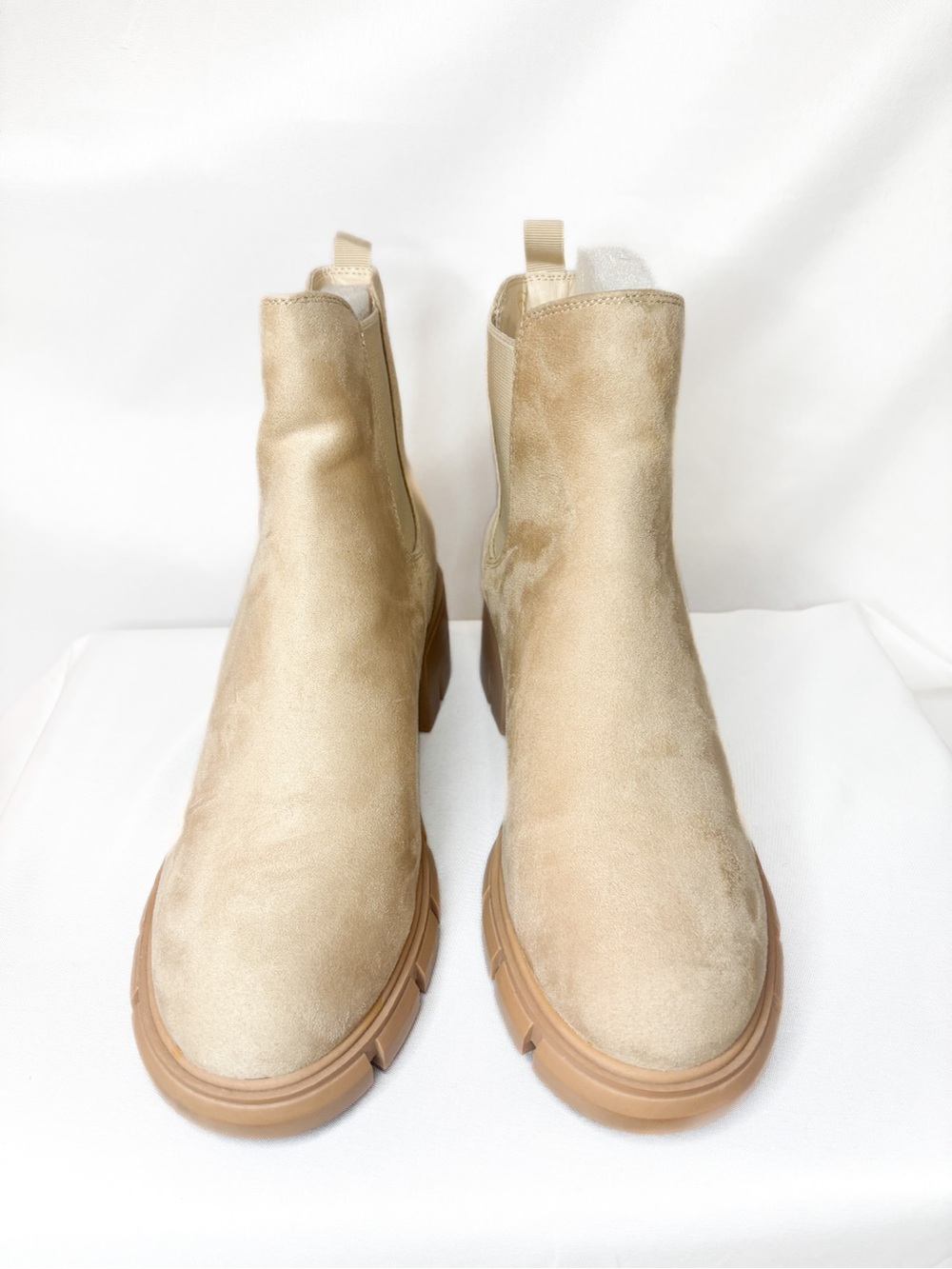Suede Chelsea Booties in Tan - Picture 3 of 4